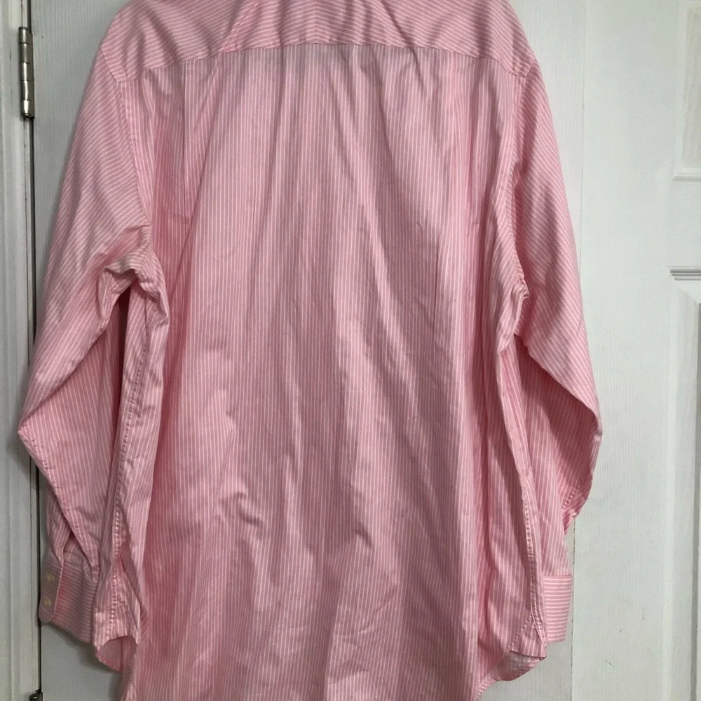 Charles Tyrwhitt Pink & White Striped button down Dress Shirt size 17 35 classic